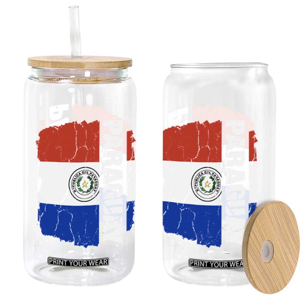 Paraguay Proud Roots Vintage Paraguaya Flag Heritage Pride Glass Can TS02 Print Your Wear