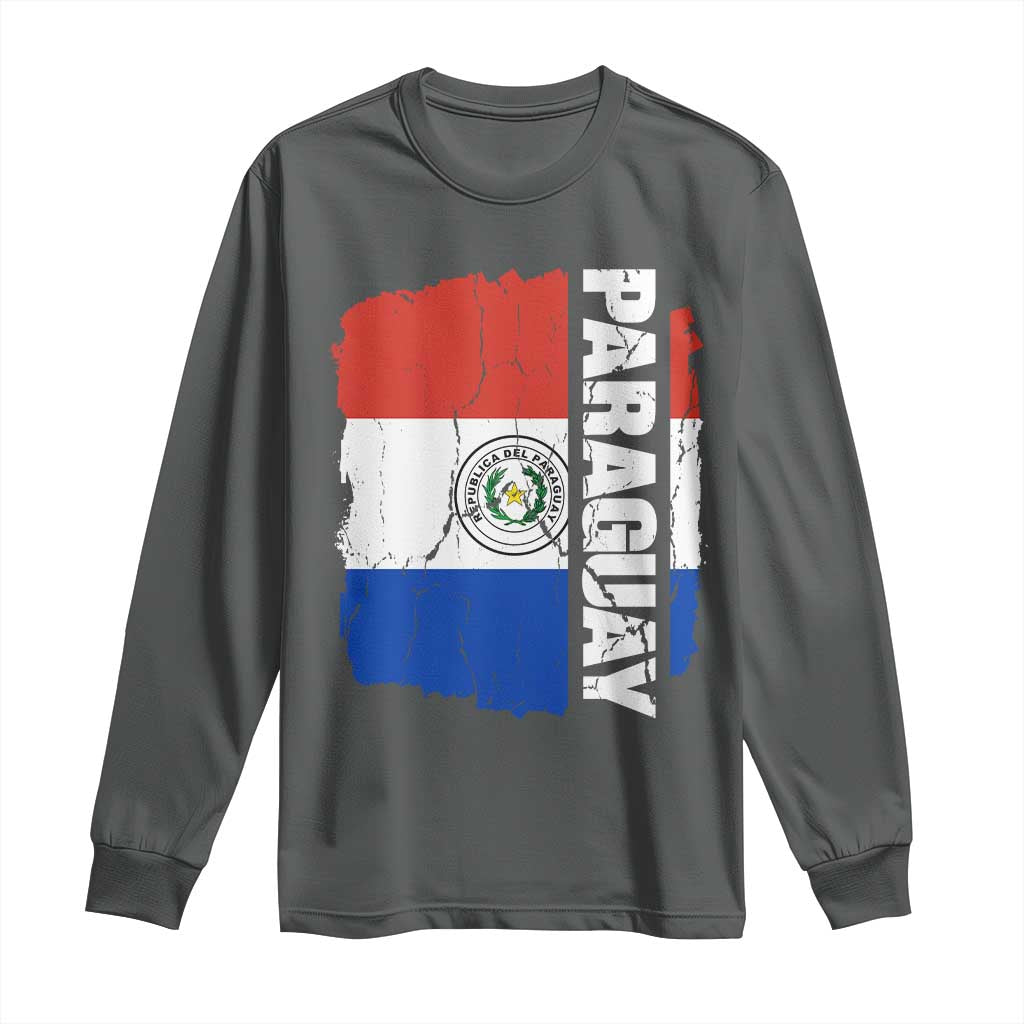 Paraguay Proud Roots Vintage Paraguaya Flag Heritage Pride Long Sleeve Shirt TS02 S Dark Heather Print Your Wear