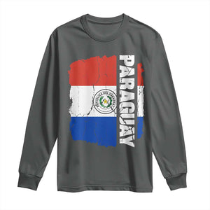 Paraguay Proud Roots Vintage Paraguaya Flag Heritage Pride Long Sleeve Shirt TS02 S Dark Heather Print Your Wear