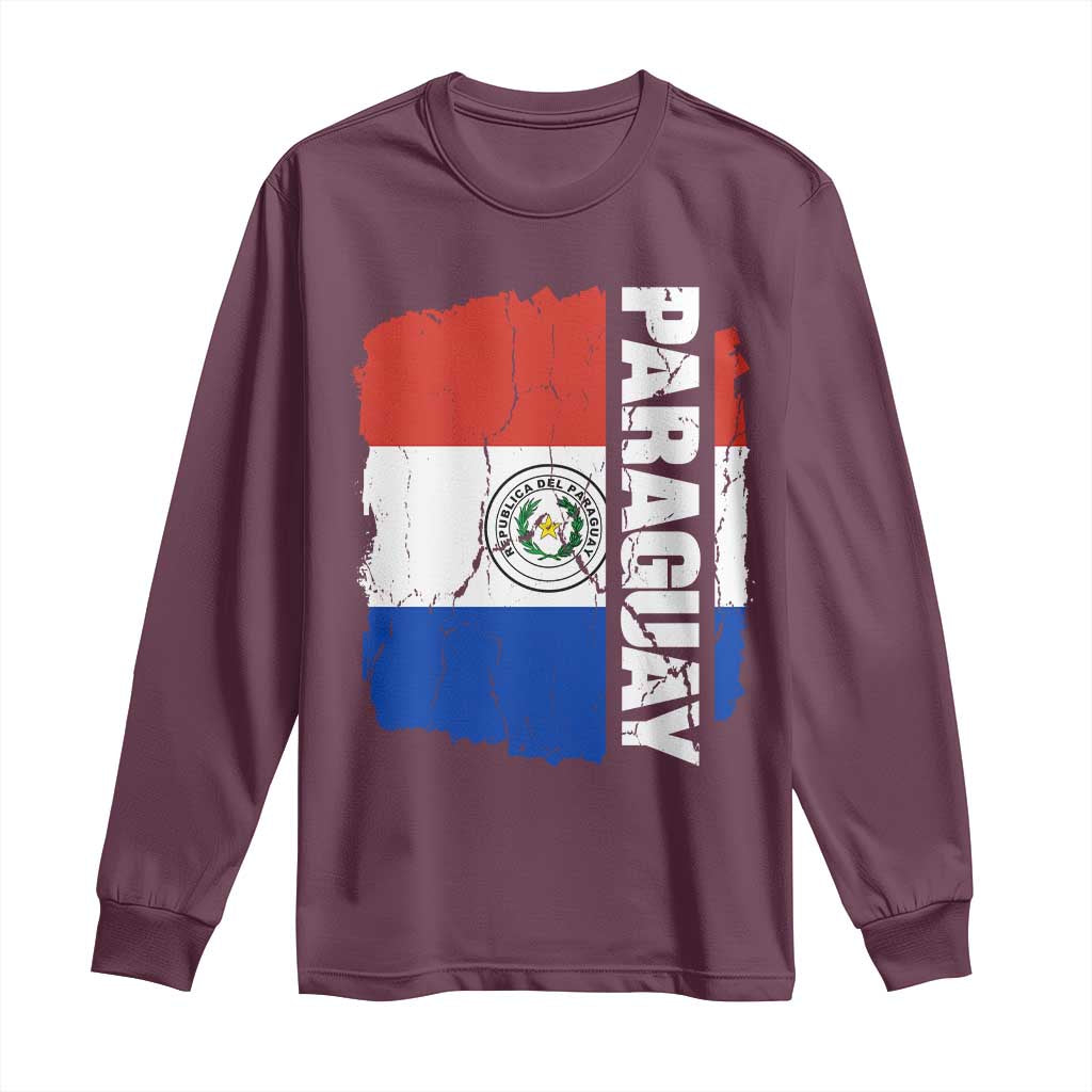 Paraguay Proud Roots Vintage Paraguaya Flag Heritage Pride Long Sleeve Shirt TS02 Maroon Print Your Wear