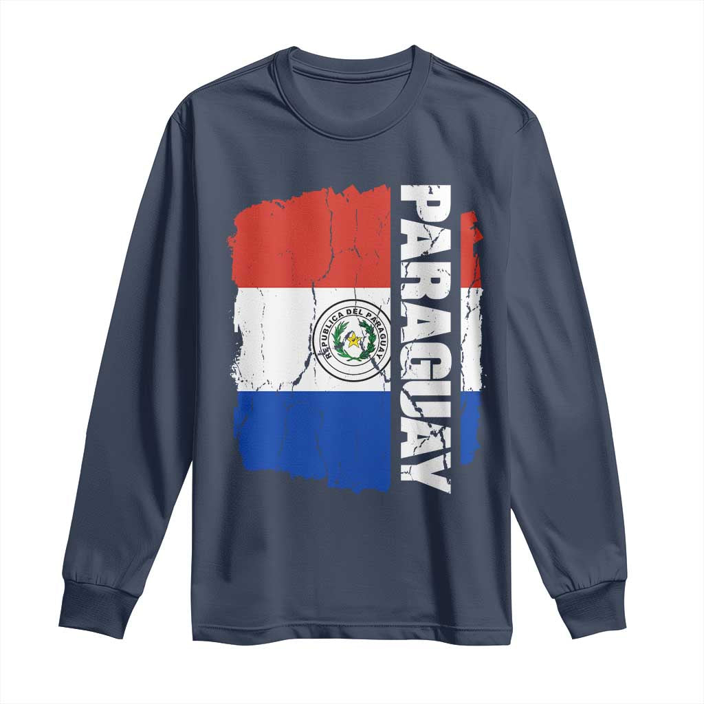 Paraguay Proud Roots Vintage Paraguaya Flag Heritage Pride Long Sleeve Shirt TS02 Navy Print Your Wear