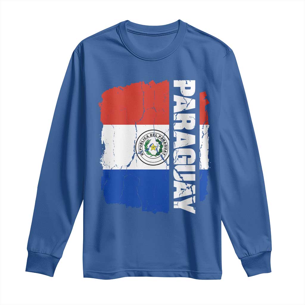 Paraguay Proud Roots Vintage Paraguaya Flag Heritage Pride Long Sleeve Shirt TS02 Royal Blue Print Your Wear