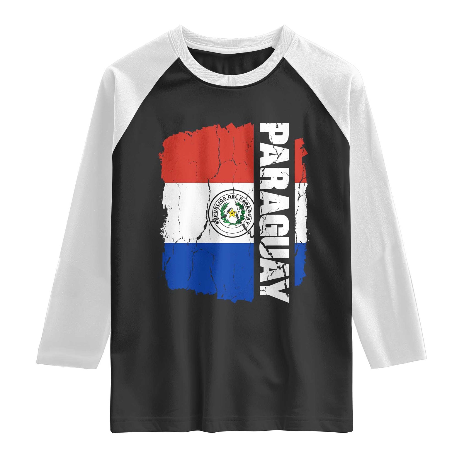 Paraguay Proud Roots Vintage Paraguaya Flag Heritage Pride Raglan Shirt TS02 Black White Print Your Wear