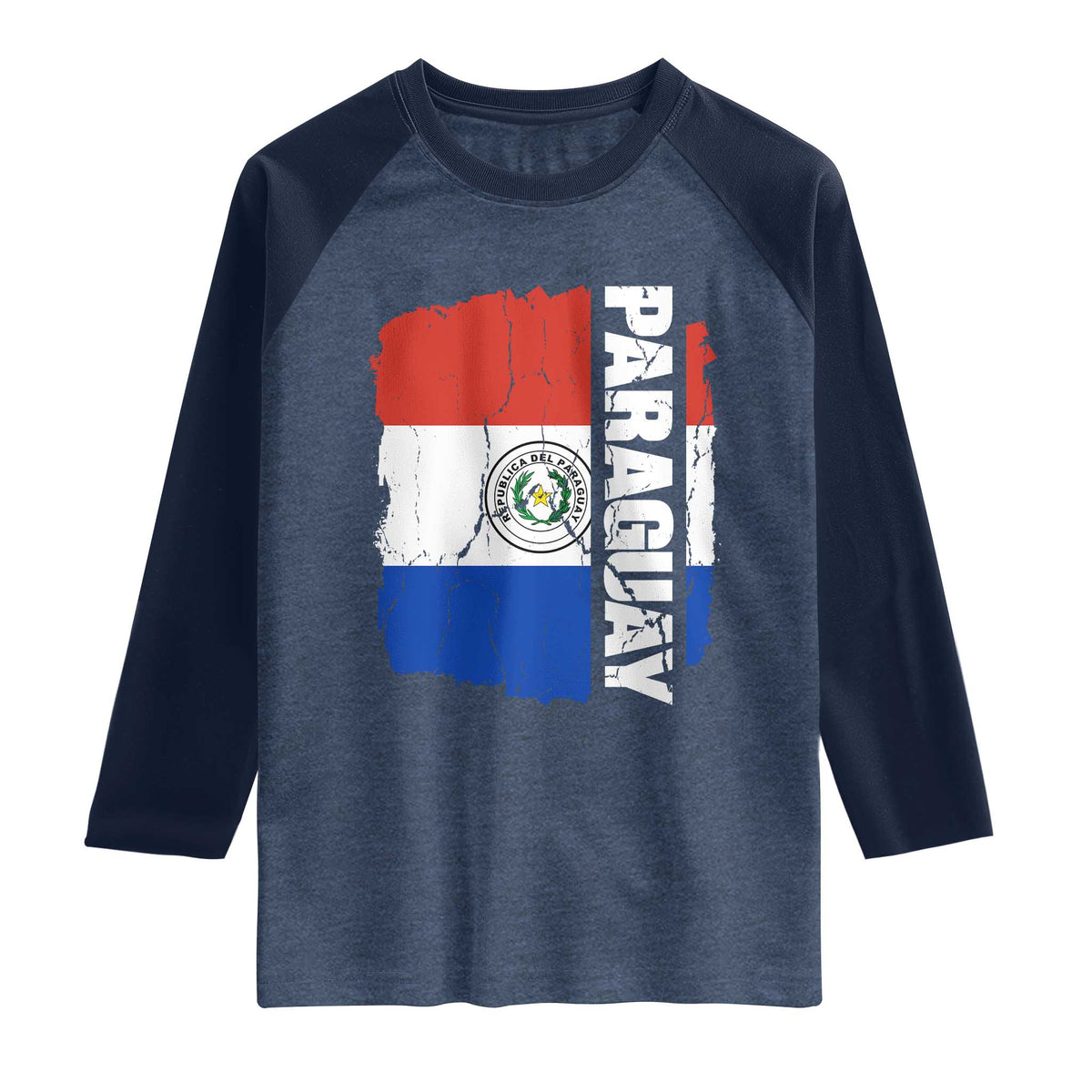Paraguay Proud Roots Vintage Paraguaya Flag Heritage Pride Raglan Shirt TS02 Heather Denim Navy Print Your Wear