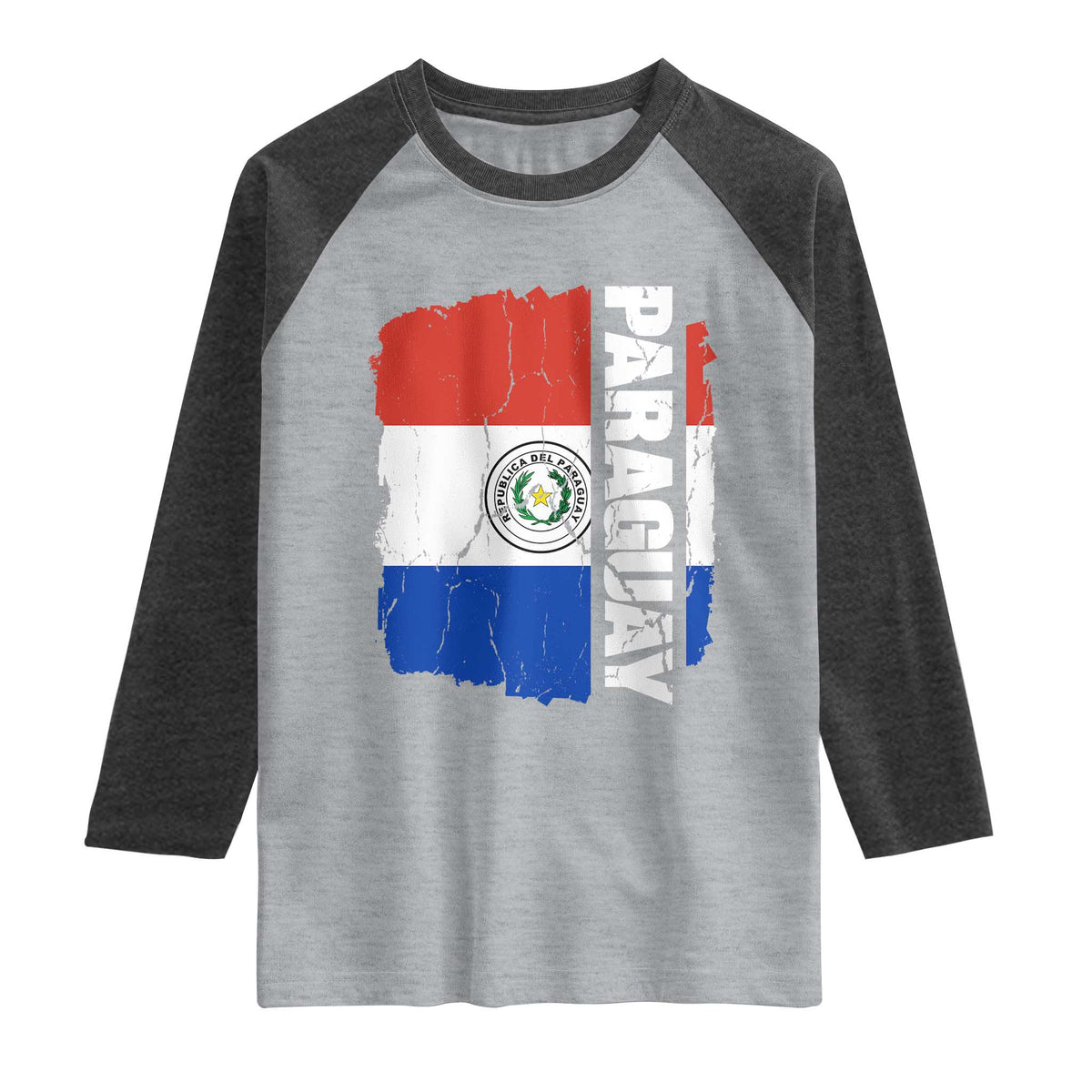 Paraguay Proud Roots Vintage Paraguaya Flag Heritage Pride Raglan Shirt TS02 Heather Gray Heather Charcoal Print Your Wear