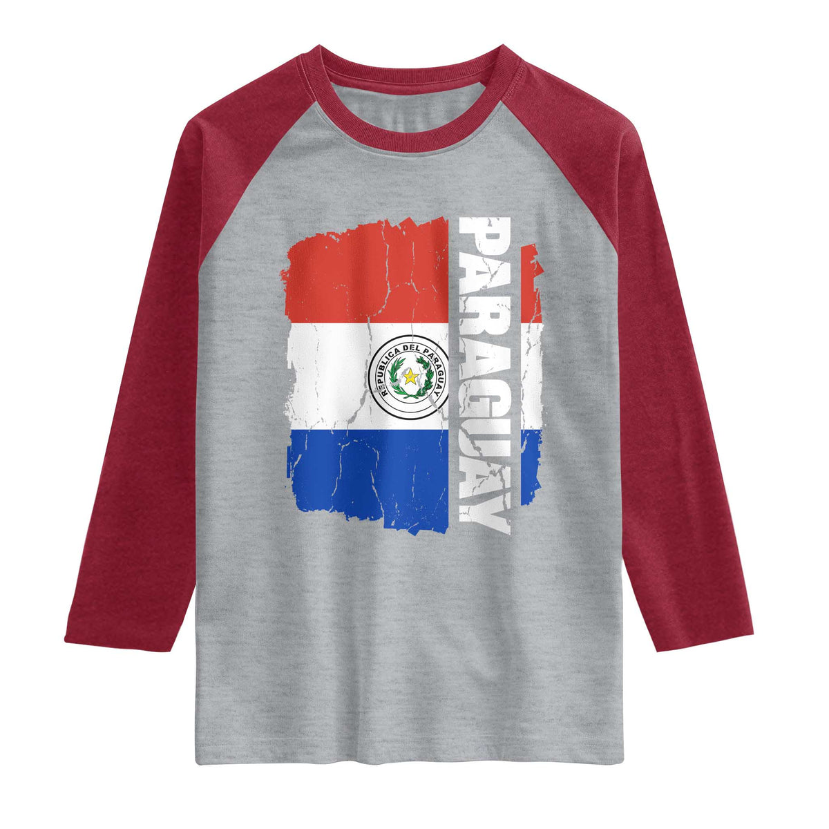 Paraguay Proud Roots Vintage Paraguaya Flag Heritage Pride Raglan Shirt TS02 Heather Gray Heather Red Print Your Wear