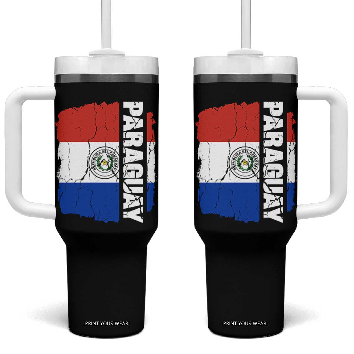 Paraguay Proud Roots Vintage Paraguaya Flag Heritage Pride Tumbler With Handle TS02 One Size: 40 oz Black Print Your Wear