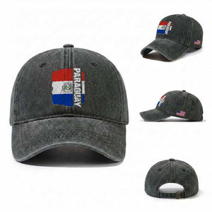 Paraguay Proud Roots Vintage Paraguaya Flag Heritage Pride Washed Cotton Baseball Cap TS02 Washed Cap Universal Fit Dark Green Print Your Wear