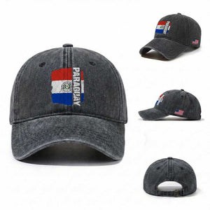 Paraguay Proud Roots Vintage Paraguaya Flag Heritage Pride Washed Cotton Baseball Cap TS02 Washed Cap Universal Fit Dark Gray Print Your Wear