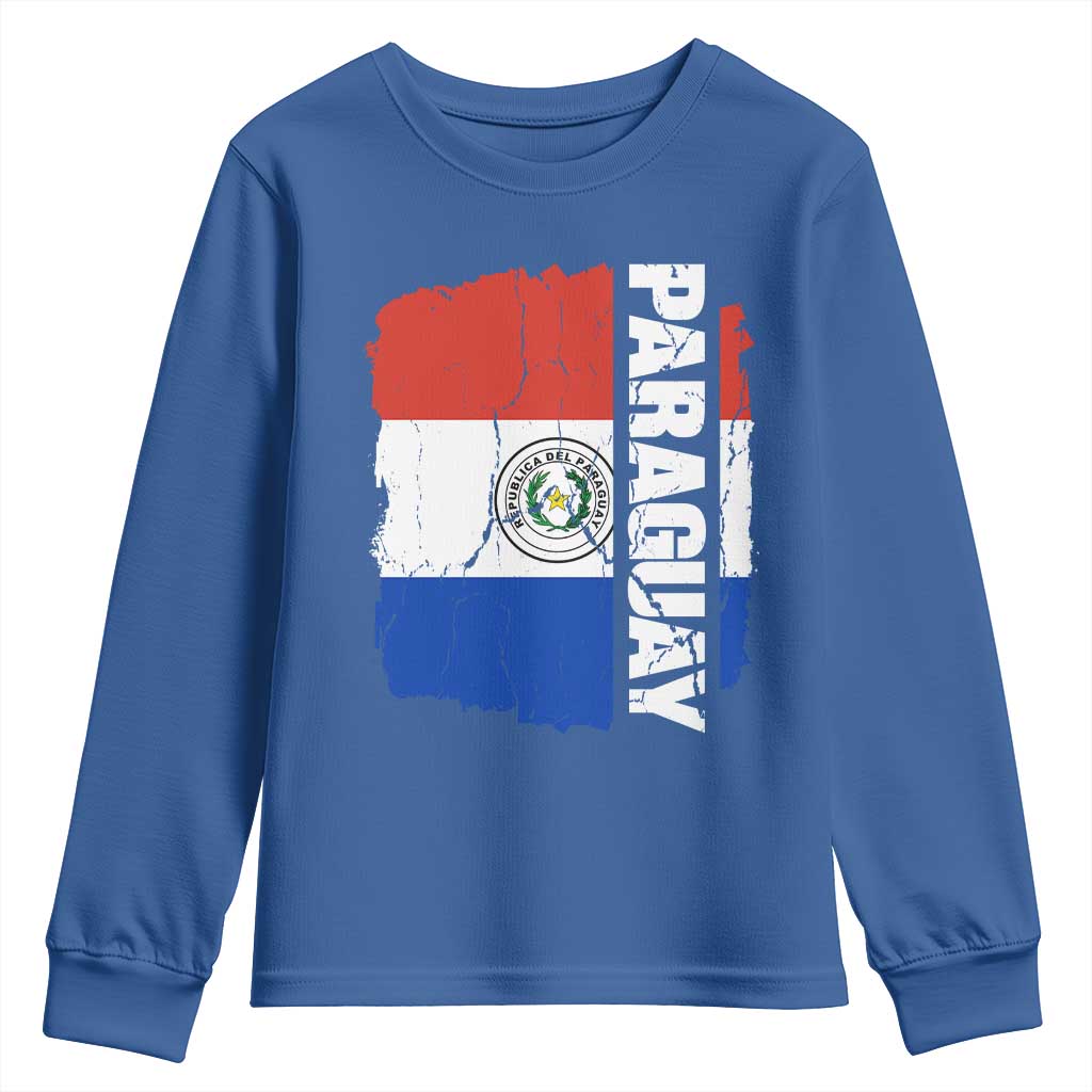 Paraguay Proud Roots Vintage Paraguaya Flag Heritage Pride Youth Sweatshirt TS02 Royal Blue Print Your Wear
