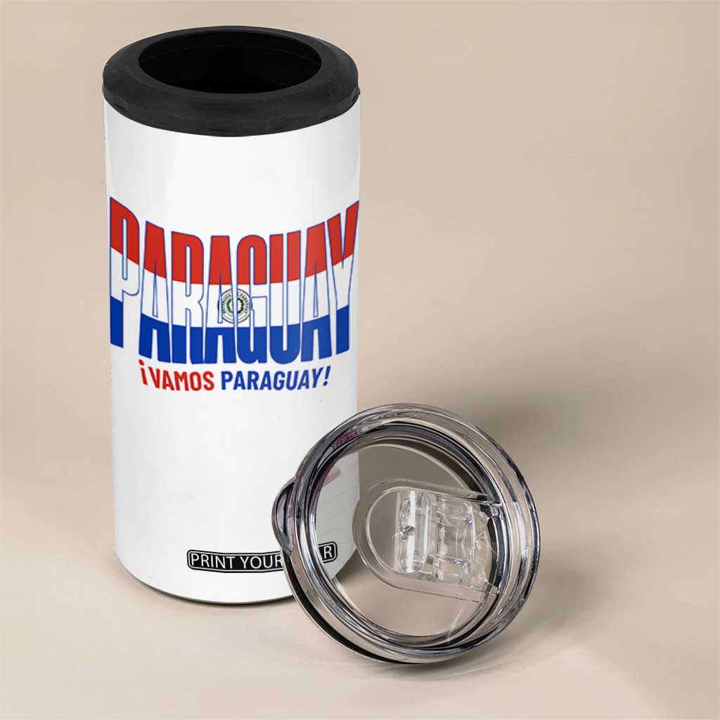 Vamos Paraguay Long Live Soccer Cheer 4 in 1 Can Cooler Tumbler Patriotic Paraguaya Futbol Football Fans Pride TS02 Print Your Wear