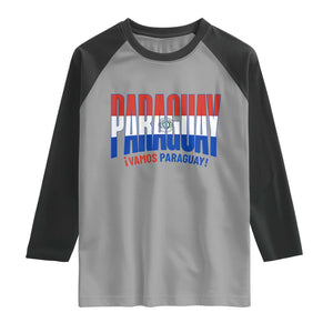 Vamos Paraguay Long Live Soccer Cheer Raglan Shirt Patriotic Paraguaya Futbol Football Fans Pride TS02 Sport Gray Black Print Your Wear