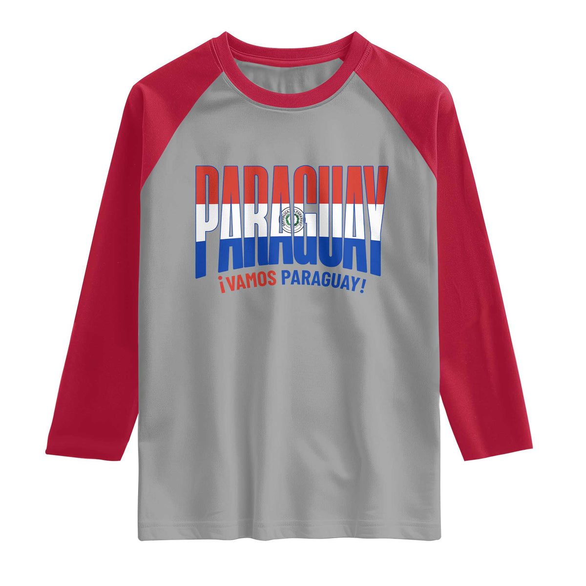 Vamos Paraguay Long Live Soccer Cheer Raglan Shirt Patriotic Paraguaya Futbol Football Fans Pride TS02 Sport Gray Red Print Your Wear