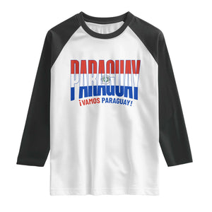 Vamos Paraguay Long Live Soccer Cheer Raglan Shirt Patriotic Paraguaya Futbol Football Fans Pride TS02 White Black Print Your Wear