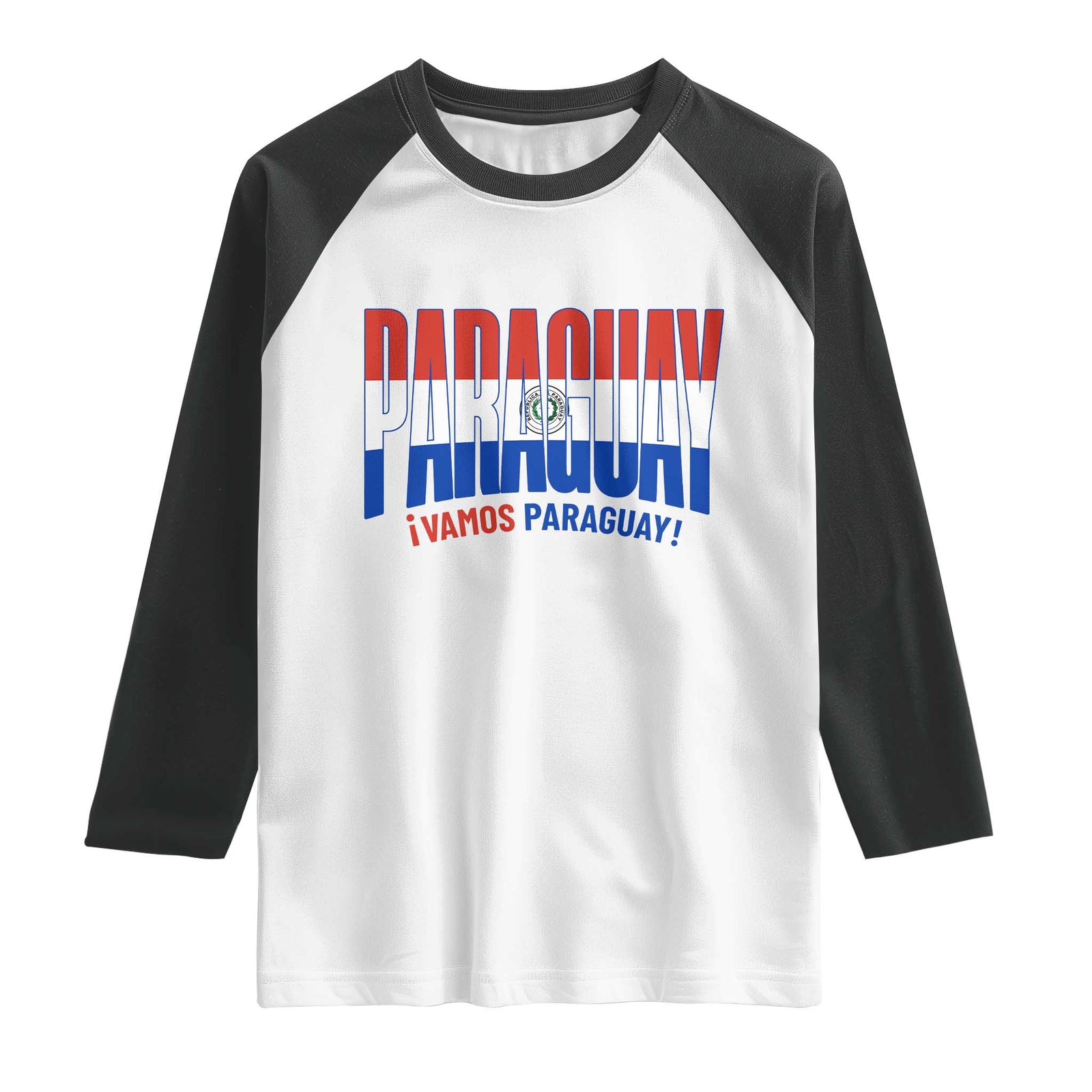 Vamos Paraguay Long Live Soccer Cheer Raglan Shirt Patriotic Paraguaya Futbol Football Fans Pride TS02 White Black Print Your Wear
