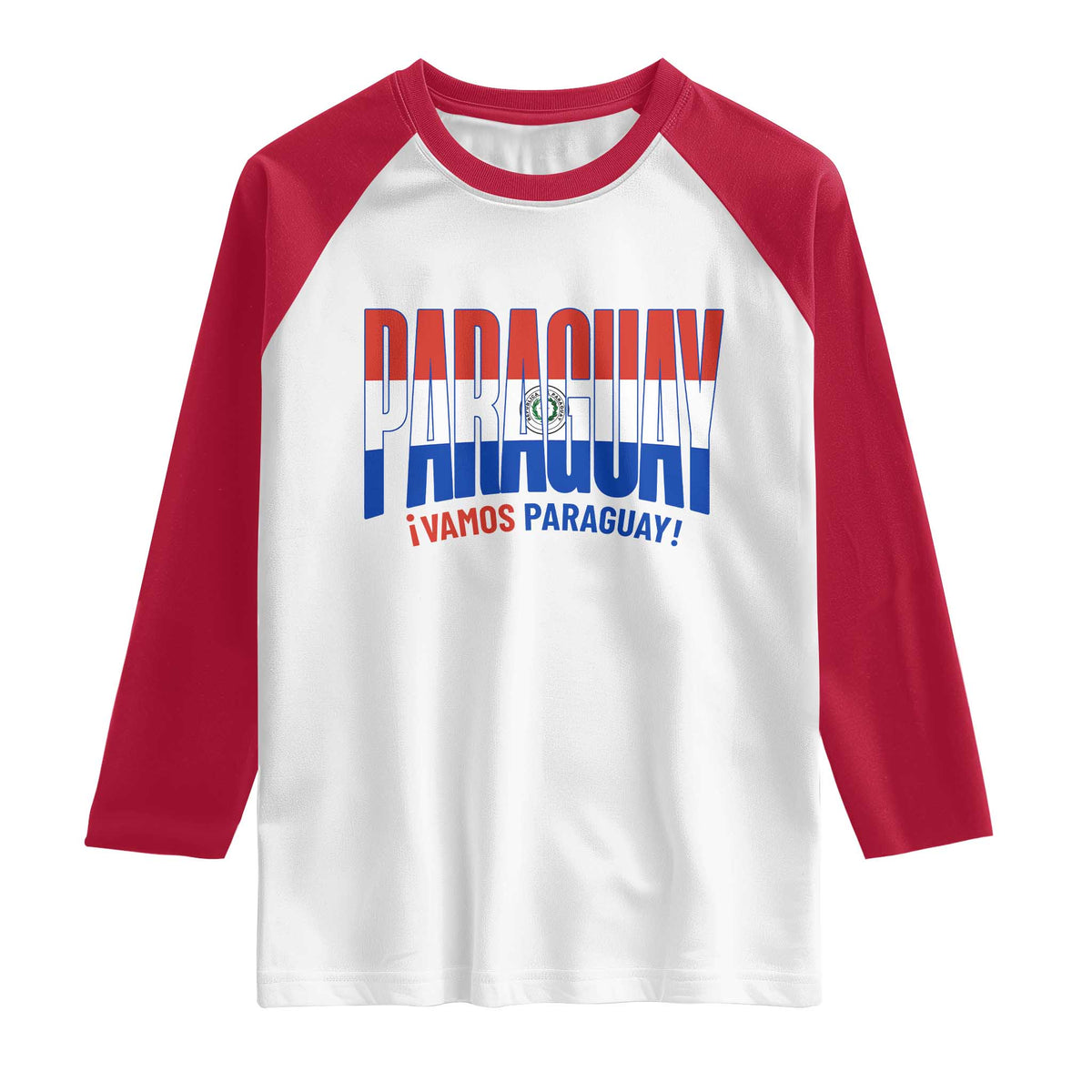 Vamos Paraguay Long Live Soccer Cheer Raglan Shirt Patriotic Paraguaya Futbol Football Fans Pride TS02 White Red Print Your Wear
