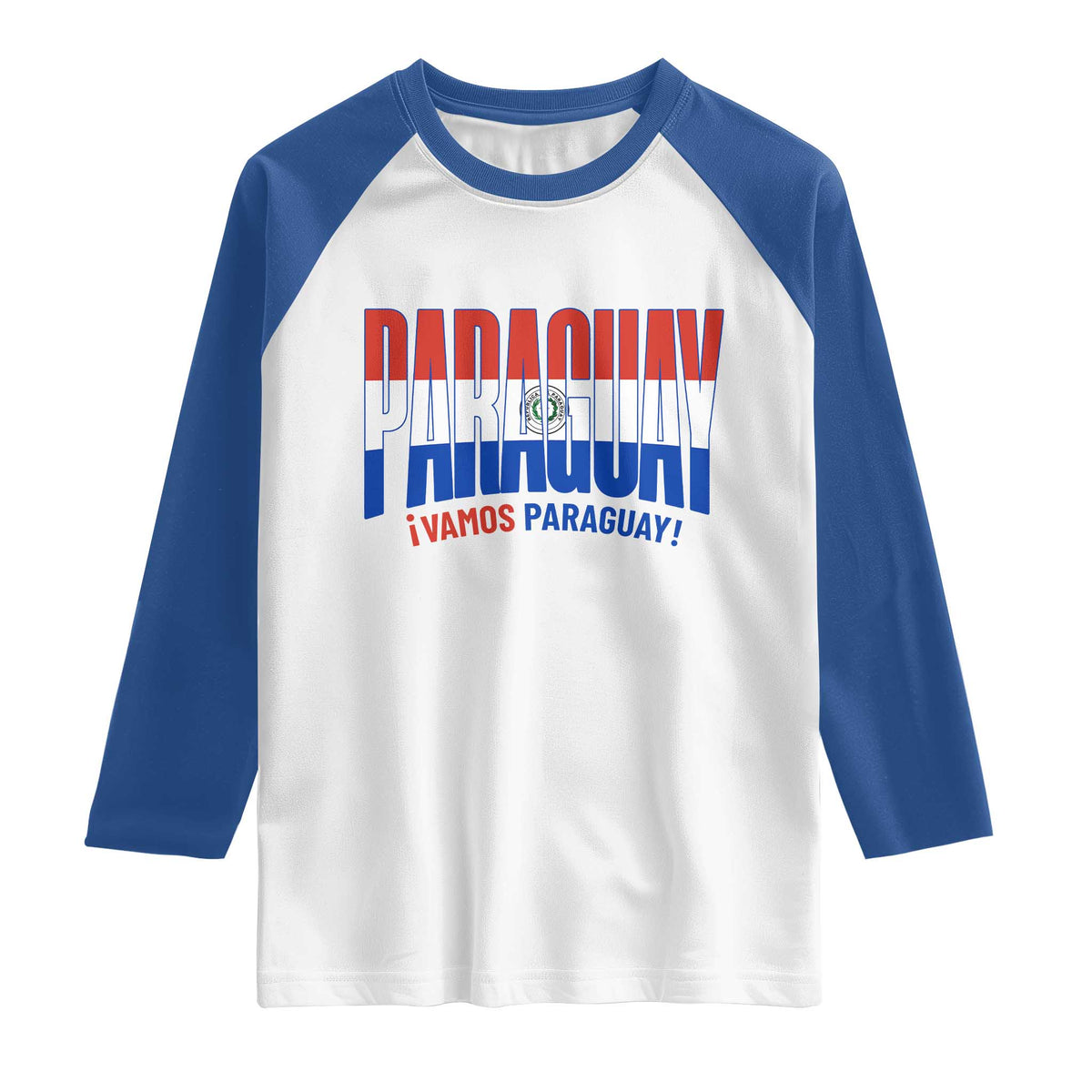 Vamos Paraguay Long Live Soccer Cheer Raglan Shirt Patriotic Paraguaya Futbol Football Fans Pride TS02 White Royal Print Your Wear