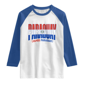 Vamos Paraguay Long Live Soccer Cheer Raglan Shirt Patriotic Paraguaya Futbol Football Fans Pride TS02 White Royal Print Your Wear