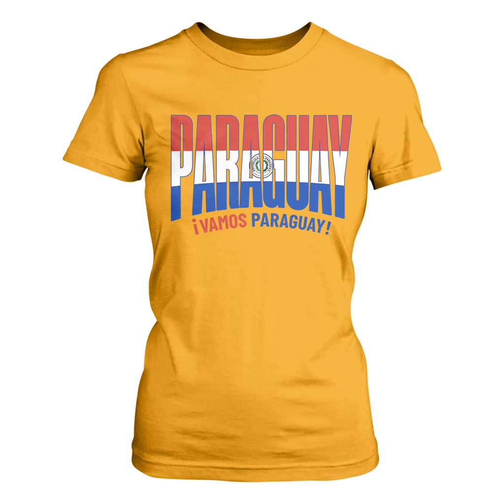 Vamos Paraguay Long Live Soccer Cheer T Shirt For Women Patriotic Paraguaya Futbol Football Fans Pride TS02 Gold Print Your Wear