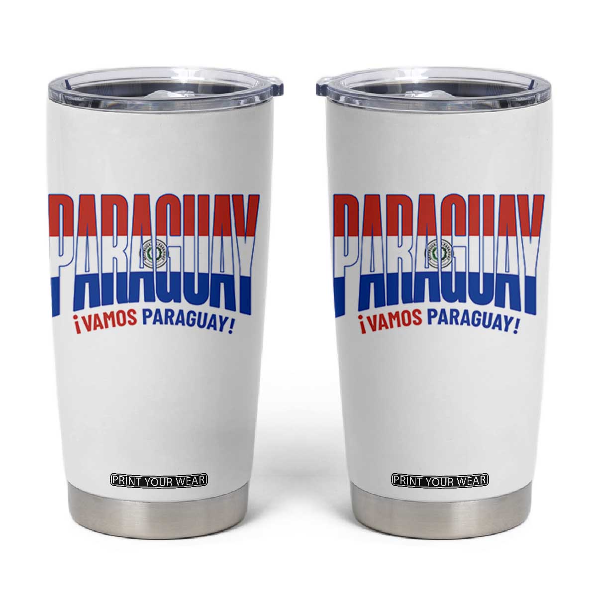 Vamos Paraguay Long Live Soccer Cheer Tumbler Cup Patriotic Paraguaya Futbol Football Fans Pride TS02 White Print Your Wear