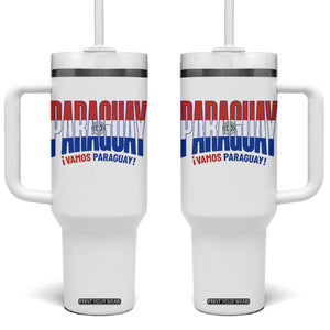 Vamos Paraguay Long Live Soccer Cheer Tumbler With Handle Patriotic Paraguaya Futbol Football Fans Pride TS02 One Size: 40 oz White Print Your Wear