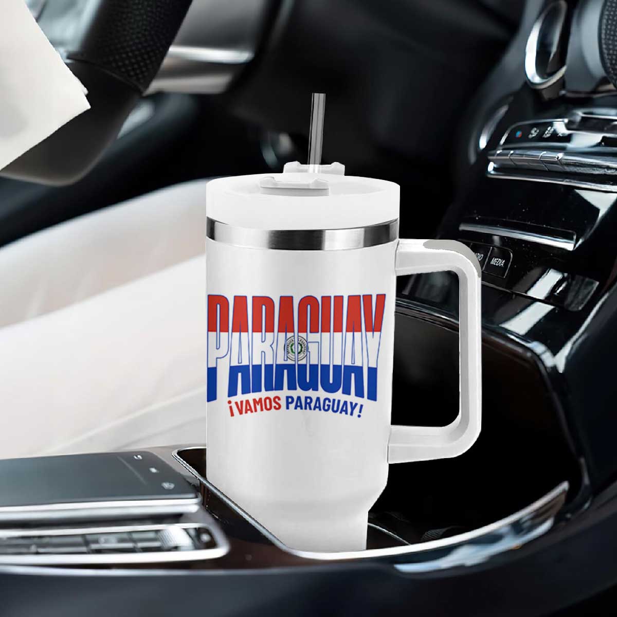 Vamos Paraguay Long Live Soccer Cheer Tumbler With Handle Patriotic Paraguaya Futbol Football Fans Pride TS02 Print Your Wear