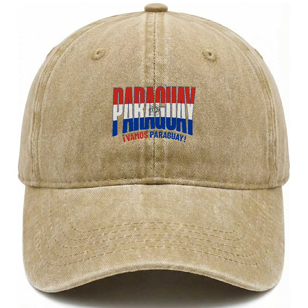 Vamos Paraguay Long Live Soccer Cheer Washed Cotton Baseball Cap Patriotic Paraguaya Futbol Football Fans Pride TS02 Print Your Wear