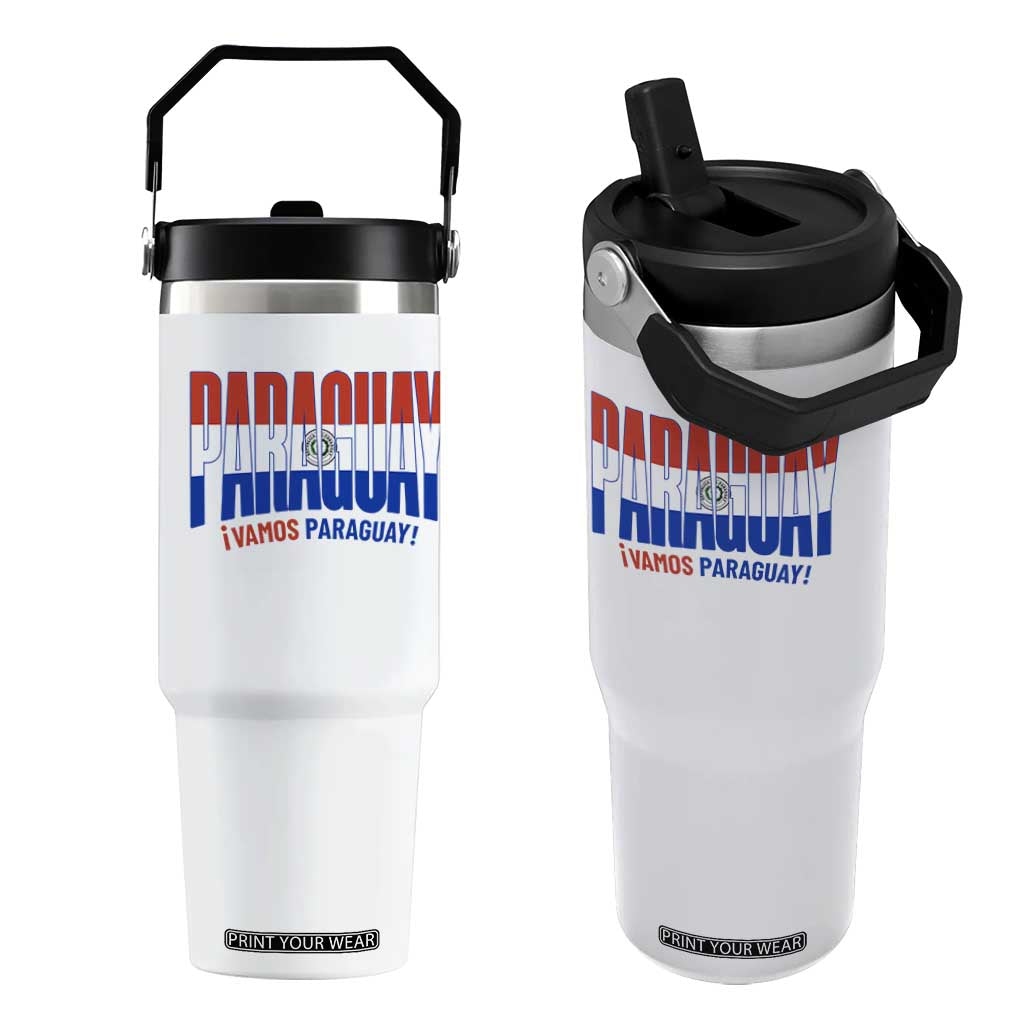 Vamos Paraguay Long Live Soccer Cheer Flip Straw Tumbler Patriotic Paraguaya Futbol Football Fans Pride TS02 One Size: 30 oz White Print Your Wear