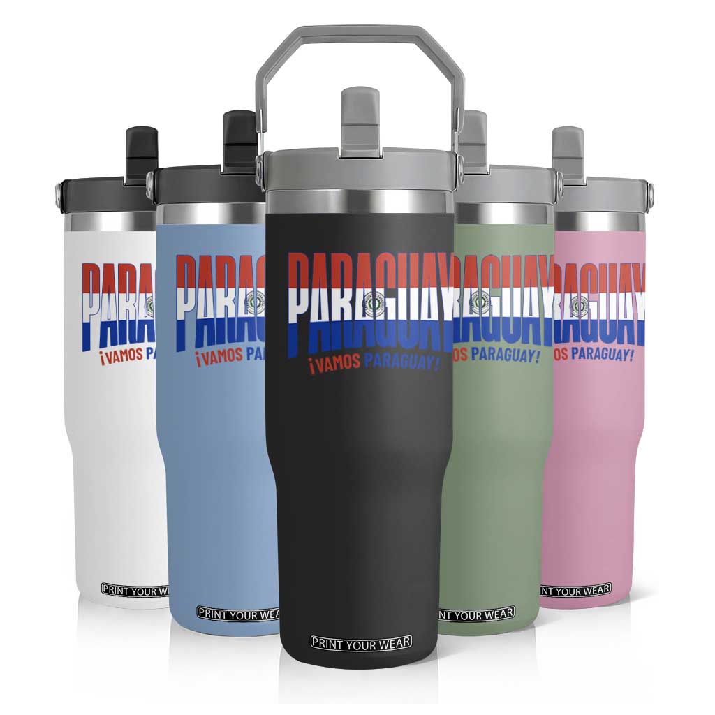 Vamos Paraguay Long Live Soccer Cheer Flip Straw Tumbler Patriotic Paraguaya Futbol Football Fans Pride TS02 Print Your Wear