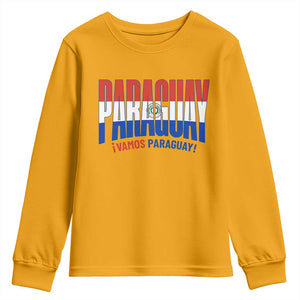 Vamos Paraguay Long Live Soccer Cheer Youth Sweatshirt Patriotic Paraguaya Futbol Football Fans Pride TS02 Gold Print Your Wear