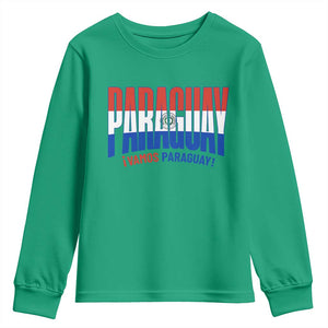 Vamos Paraguay Long Live Soccer Cheer Youth Sweatshirt Patriotic Paraguaya Futbol Football Fans Pride TS02 Irish Green Print Your Wear
