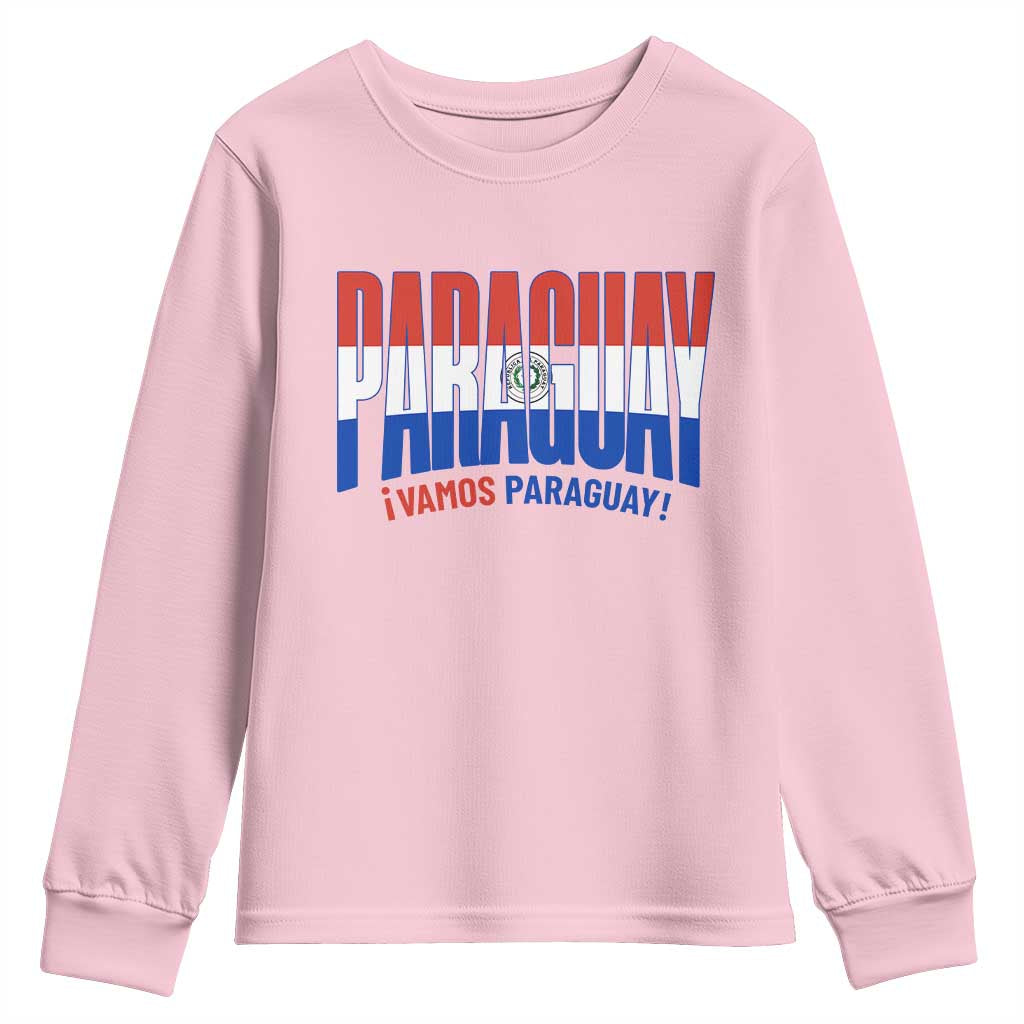 Vamos Paraguay Long Live Soccer Cheer Youth Sweatshirt Patriotic Paraguaya Futbol Football Fans Pride TS02 Light Pink Print Your Wear