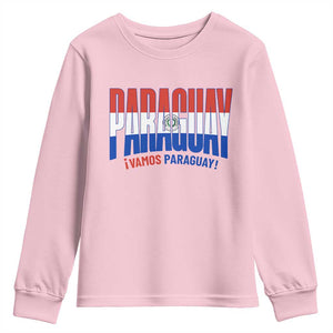 Vamos Paraguay Long Live Soccer Cheer Youth Sweatshirt Patriotic Paraguaya Futbol Football Fans Pride TS02 Light Pink Print Your Wear