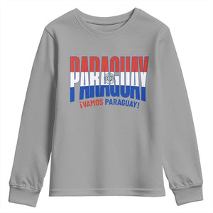 Vamos Paraguay Long Live Soccer Cheer Youth Sweatshirt Patriotic Paraguaya Futbol Football Fans Pride TS02 Sport Gray Print Your Wear