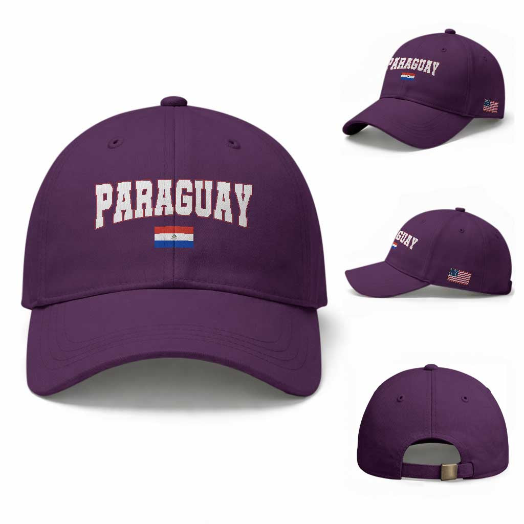 Paraguay Retro Athletic Varsity Style Baseball Cap Paraguaya Flag Country Pride Heritage TS02 Baseball Cap Universal Fit Purple Print Your Wear