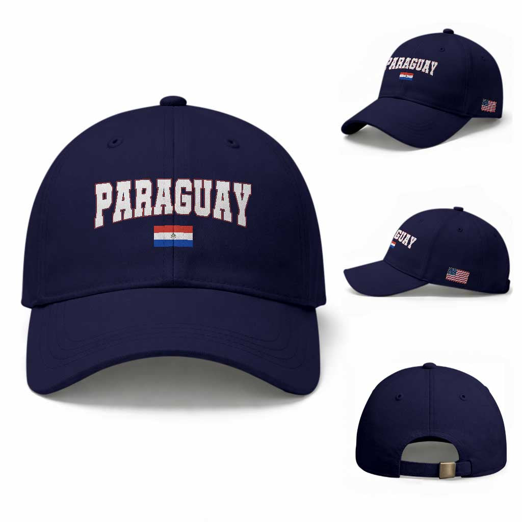 Paraguay Retro Athletic Varsity Style Baseball Cap Paraguaya Flag Country Pride Heritage TS02 Baseball Cap Universal Fit Dark Blue Print Your Wear