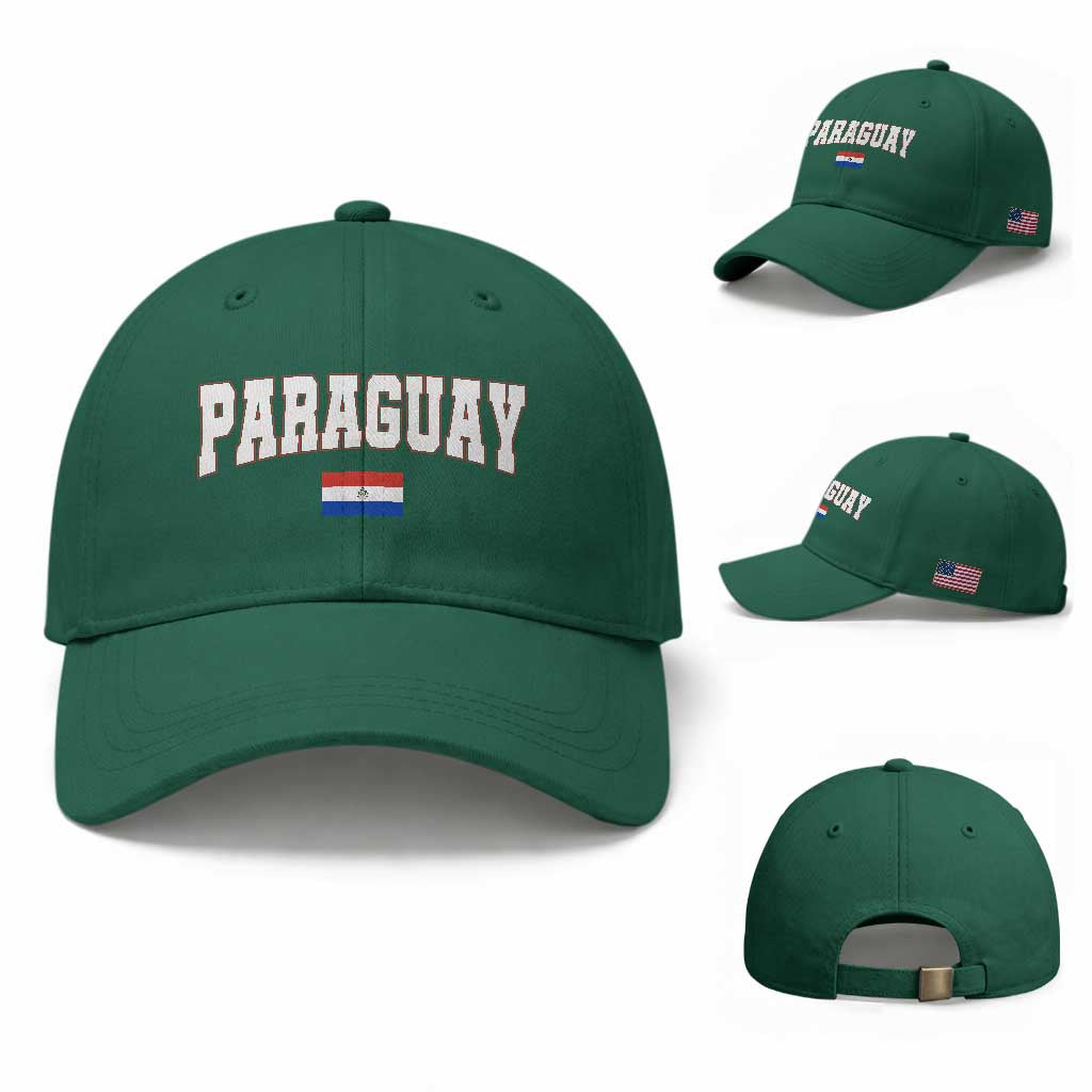 Paraguay Retro Athletic Varsity Style Baseball Cap Paraguaya Flag Country Pride Heritage TS02 Baseball Cap Universal Fit Irish Green Print Your Wear