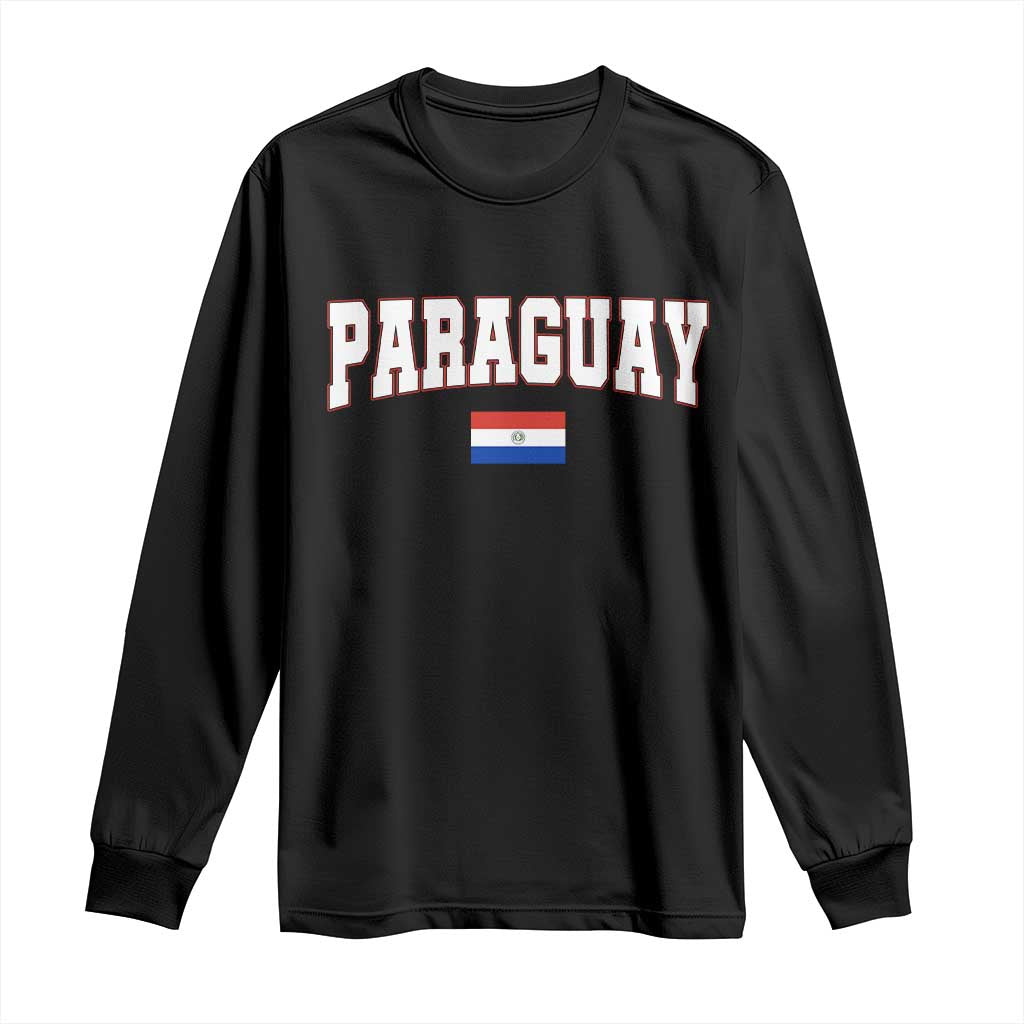 Paraguay Retro Athletic Varsity Style Long Sleeve Shirt Paraguaya Flag Country Pride Heritage TS02 Black Print Your Wear