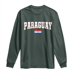 Paraguay Retro Athletic Varsity Style Long Sleeve Shirt Paraguaya Flag Country Pride Heritage TS02 Dark Forest Green Print Your Wear