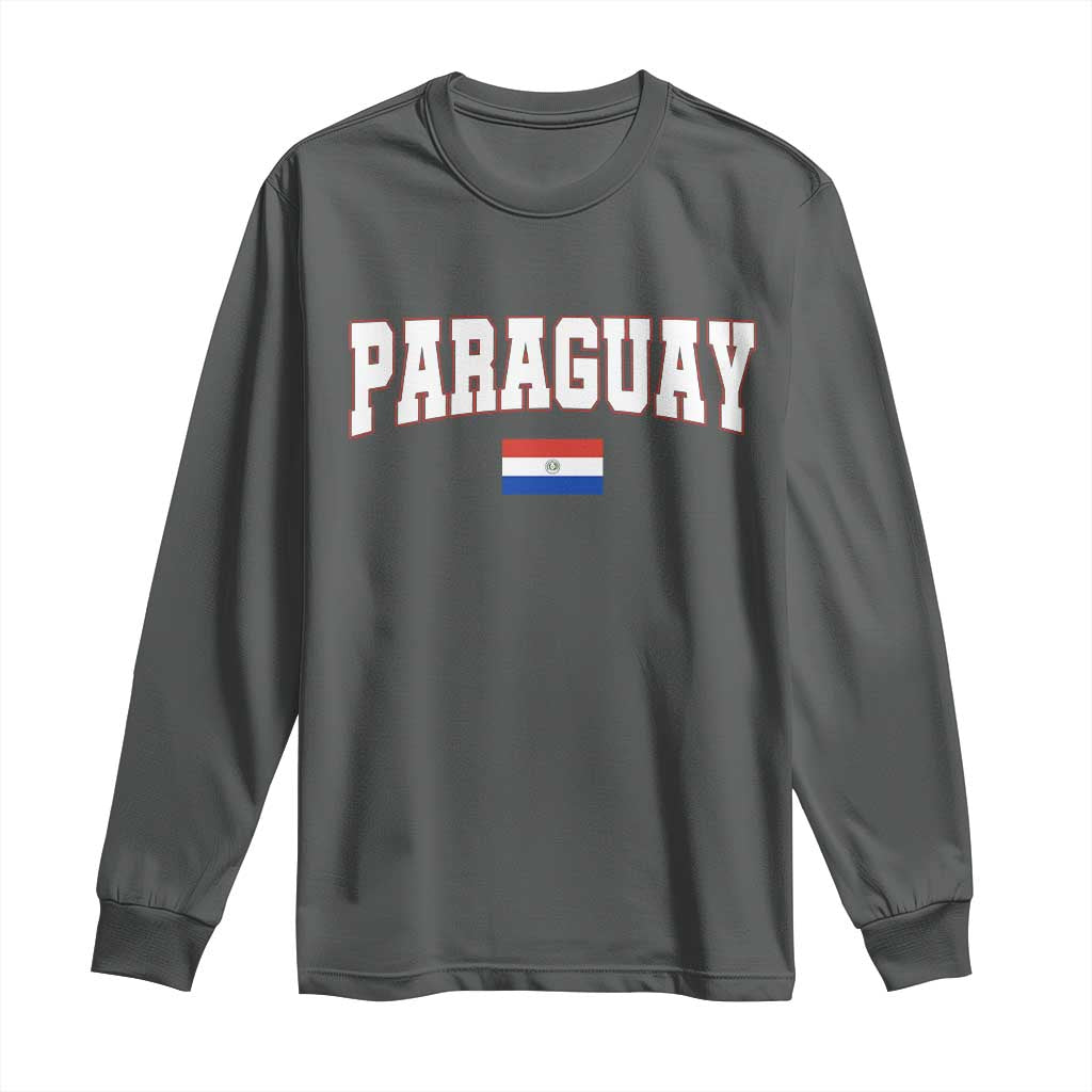 Paraguay Retro Athletic Varsity Style Long Sleeve Shirt Paraguaya Flag Country Pride Heritage TS02 S Dark Heather Print Your Wear