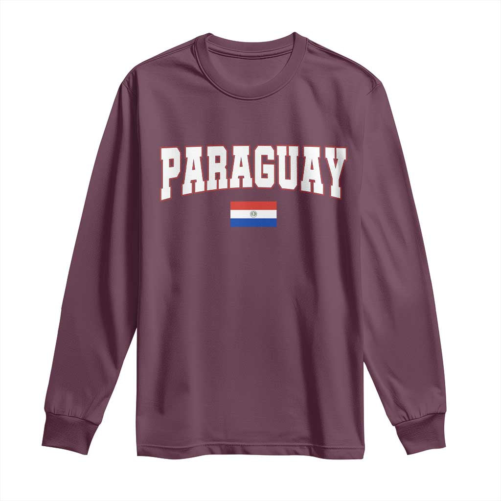 Paraguay Retro Athletic Varsity Style Long Sleeve Shirt Paraguaya Flag Country Pride Heritage TS02 Maroon Print Your Wear