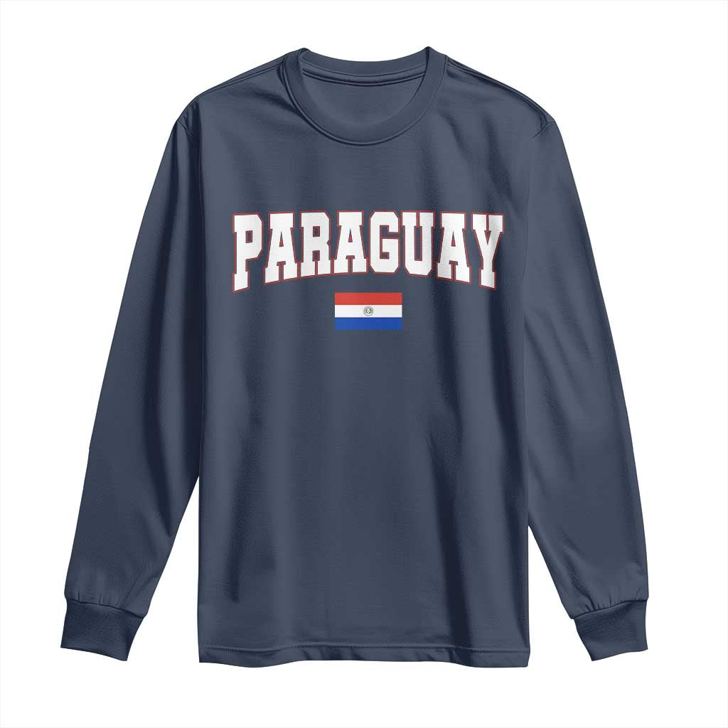 Paraguay Retro Athletic Varsity Style Long Sleeve Shirt Paraguaya Flag Country Pride Heritage TS02 Navy Print Your Wear