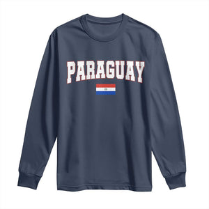Paraguay Retro Athletic Varsity Style Long Sleeve Shirt Paraguaya Flag Country Pride Heritage TS02 Navy Print Your Wear