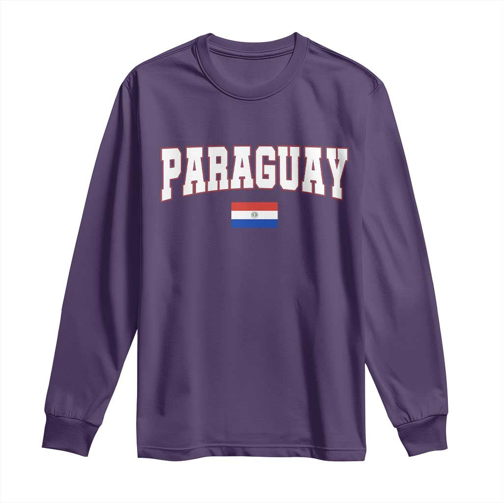 Paraguay Retro Athletic Varsity Style Long Sleeve Shirt Paraguaya Flag Country Pride Heritage TS02 Purple Print Your Wear