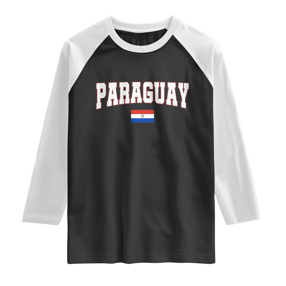 Paraguay Retro Athletic Varsity Style Raglan Shirt Paraguaya Flag Country Pride Heritage TS02 Black White Print Your Wear
