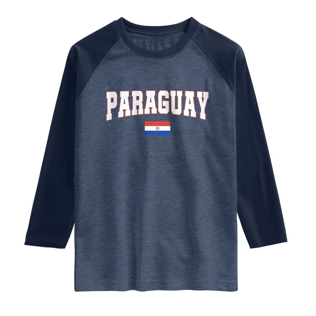 Paraguay Retro Athletic Varsity Style Raglan Shirt Paraguaya Flag Country Pride Heritage TS02 Heather Denim Navy Print Your Wear