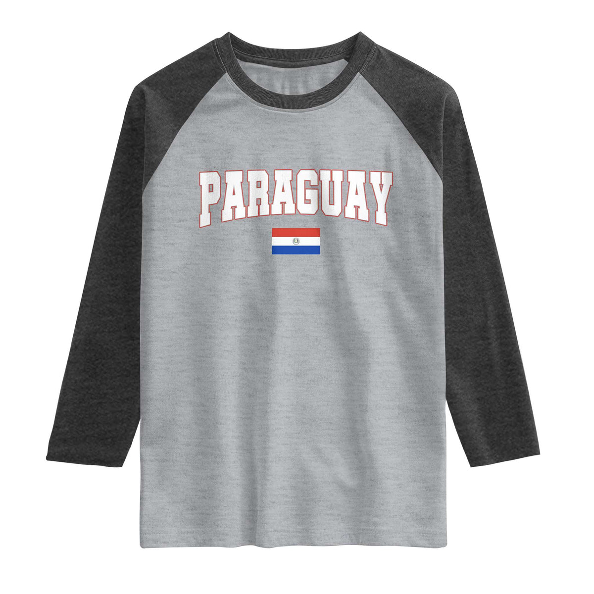 Paraguay Retro Athletic Varsity Style Raglan Shirt Paraguaya Flag Country Pride Heritage TS02 Heather Gray Heather Charcoal Print Your Wear