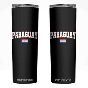 Paraguay Retro Athletic Varsity Style Skinny Tumbler Paraguaya Flag Country Pride Heritage TS02 Black Print Your Wear