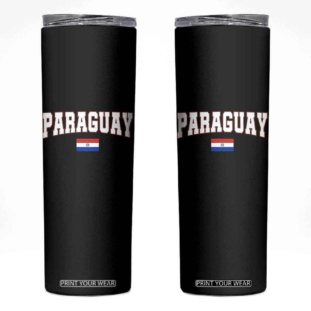 Paraguay Retro Athletic Varsity Style Skinny Tumbler Paraguaya Flag Country Pride Heritage TS02 Black Print Your Wear