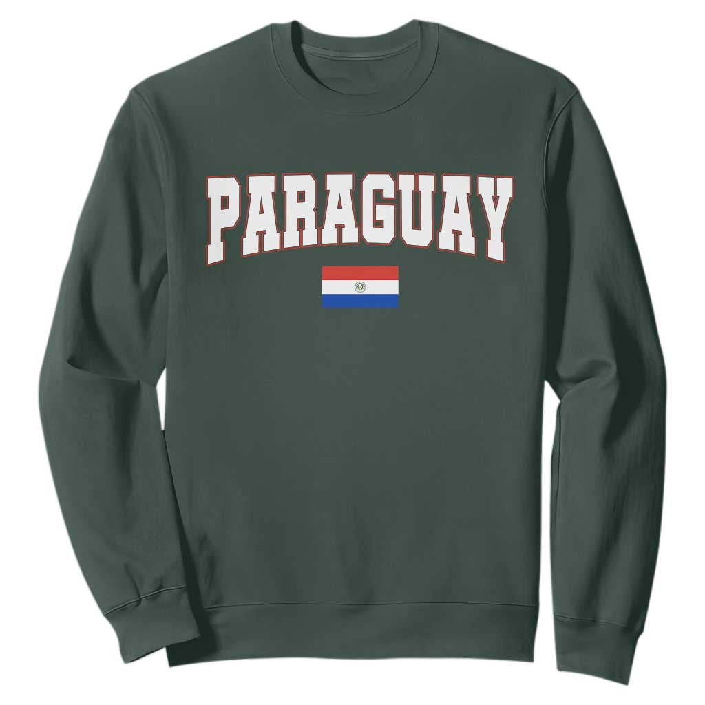 Paraguay Retro Athletic Varsity Style Sweatshirt Paraguaya Flag Country Pride Heritage TS02 Dark Forest Green Print Your Wear